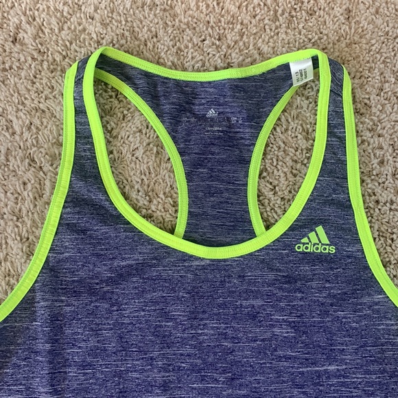 Adidas Climate Racerback Tank purple with neon trim size Small - Picture 3 of 5